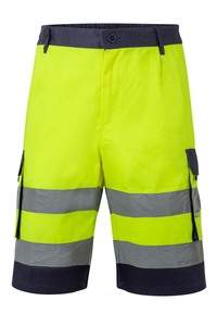 Bermudy dvoubarevné, nám. modrá/Hi-Vis žlutá 01/20