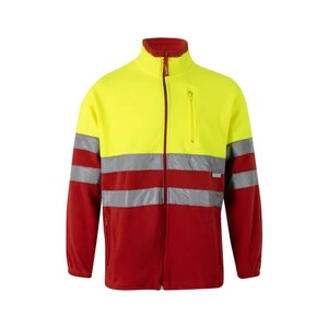 Bunda fleece HV, červená/HV žlutá 12/20