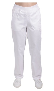 Kalhoty dámské bílé do pásku s pruženkou VS170